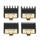 BaBylissPRO Premium Trimmer Guard Set FXPTG, four black trimmer guards with gold metal clips in sizes .5, 1, 1.5 and 2 on a white background