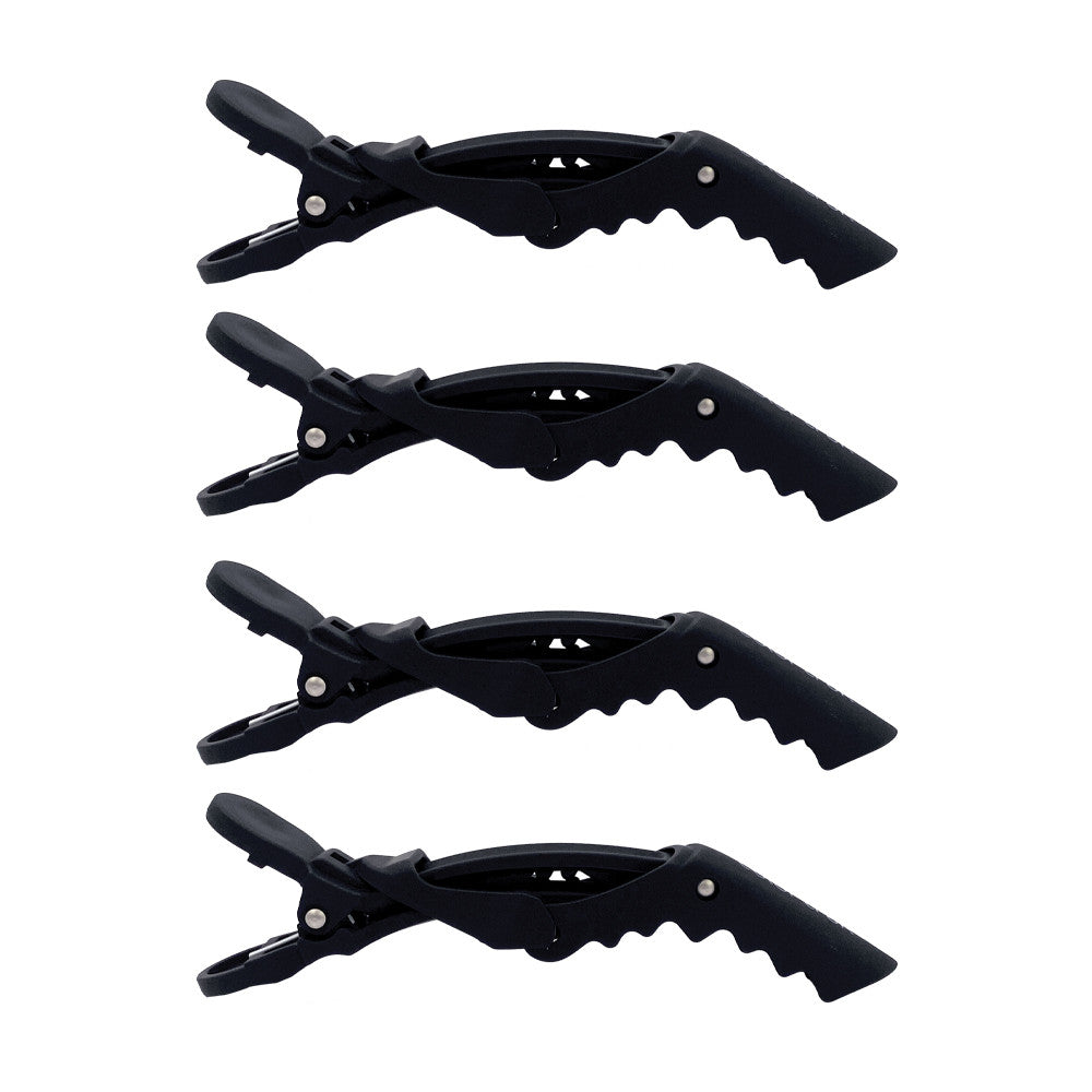 Croco Rubberized Hair Clips Black 12pc Jar