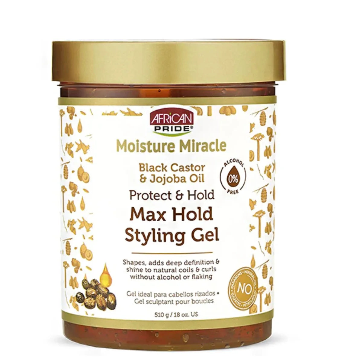 Moisture Miracle Black Castor & Jojoba Max Hold Styling Gel 18 oz