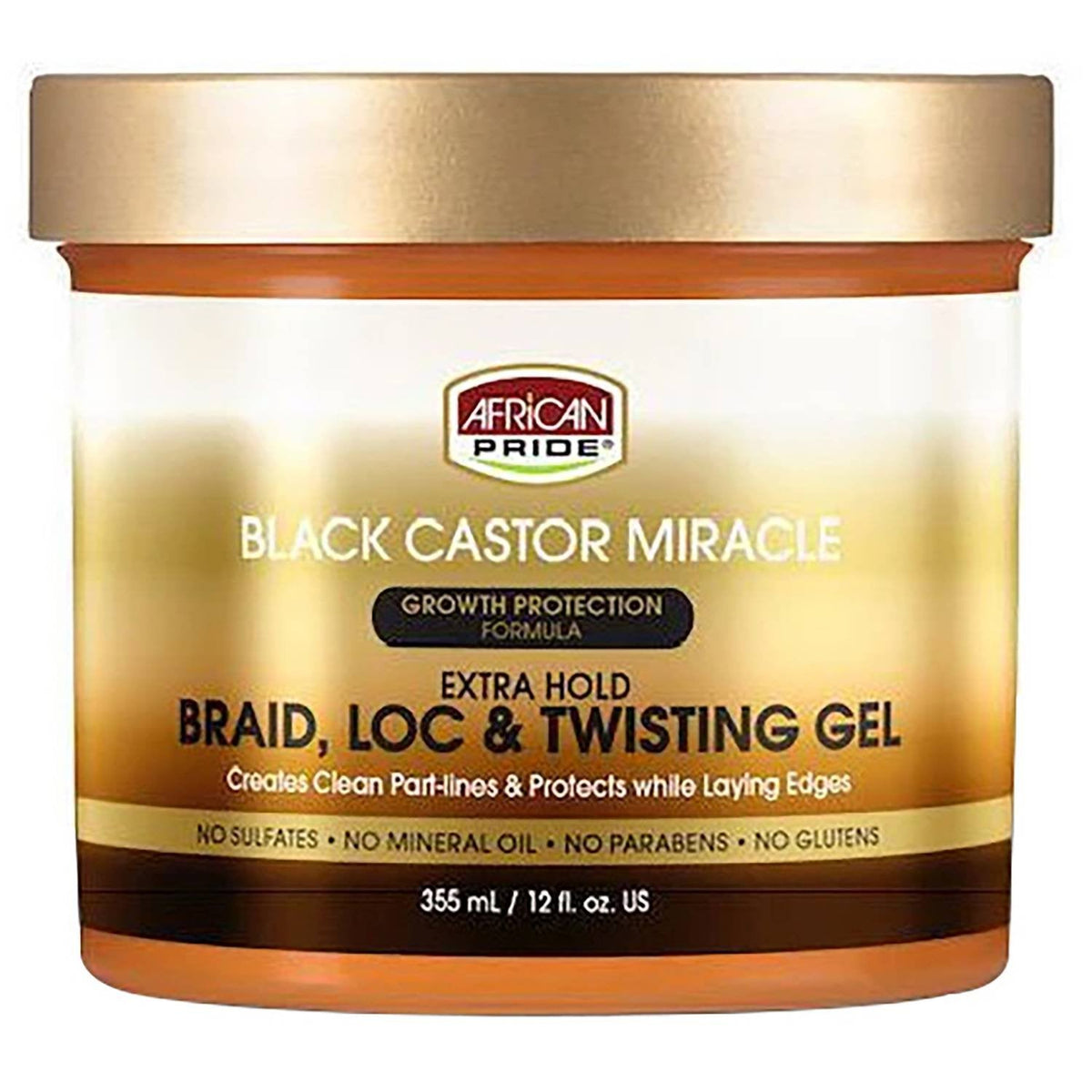 African Pride Black Castor Miracle Braid Loc & Twist Gel 12 oz