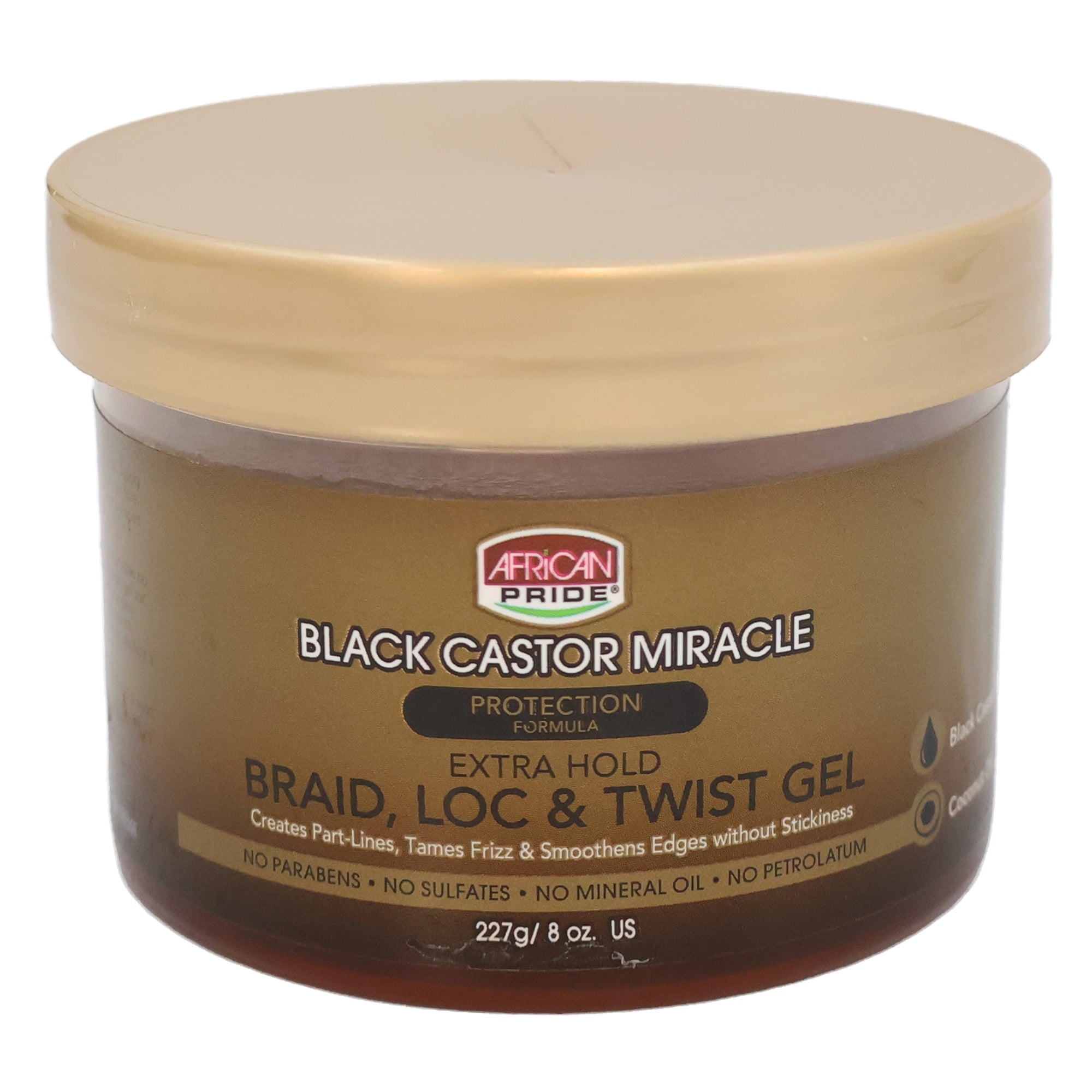 African Pride Black Castor Miracle Braid, Loc & Twist Gel 8 oz
