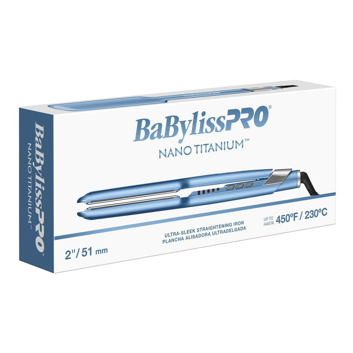 BaBylissPRO Nano Titanium Flat Iron Ultra Sleek 2 in