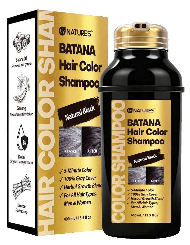 By Natures Batana Hair Color Shampoo Natural Black 13.5 oz