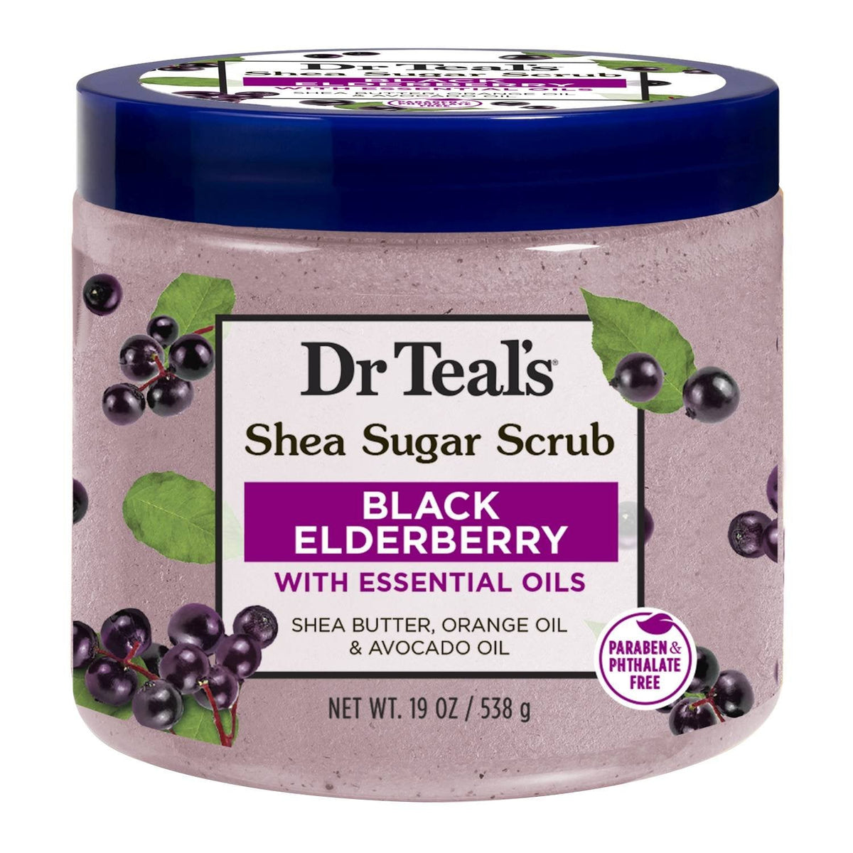 Dr Teal's Shea Sugar Scrub Black Elderberry 19 oz