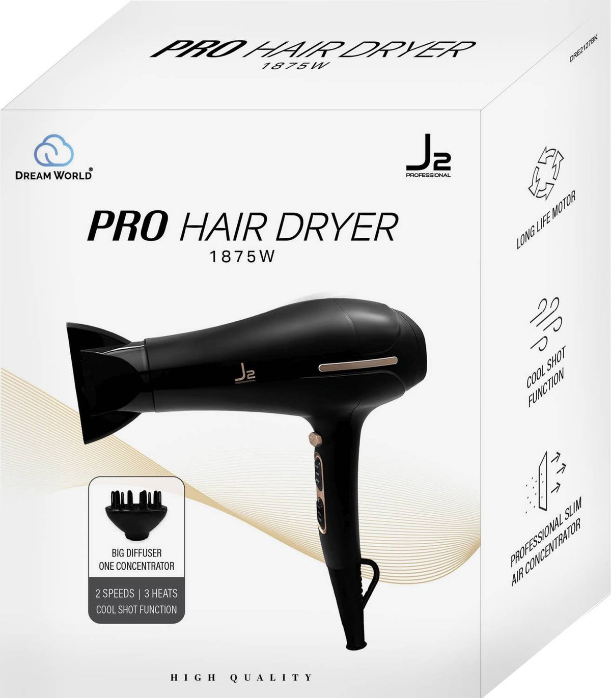 J2 Dryer with Diffuser Black