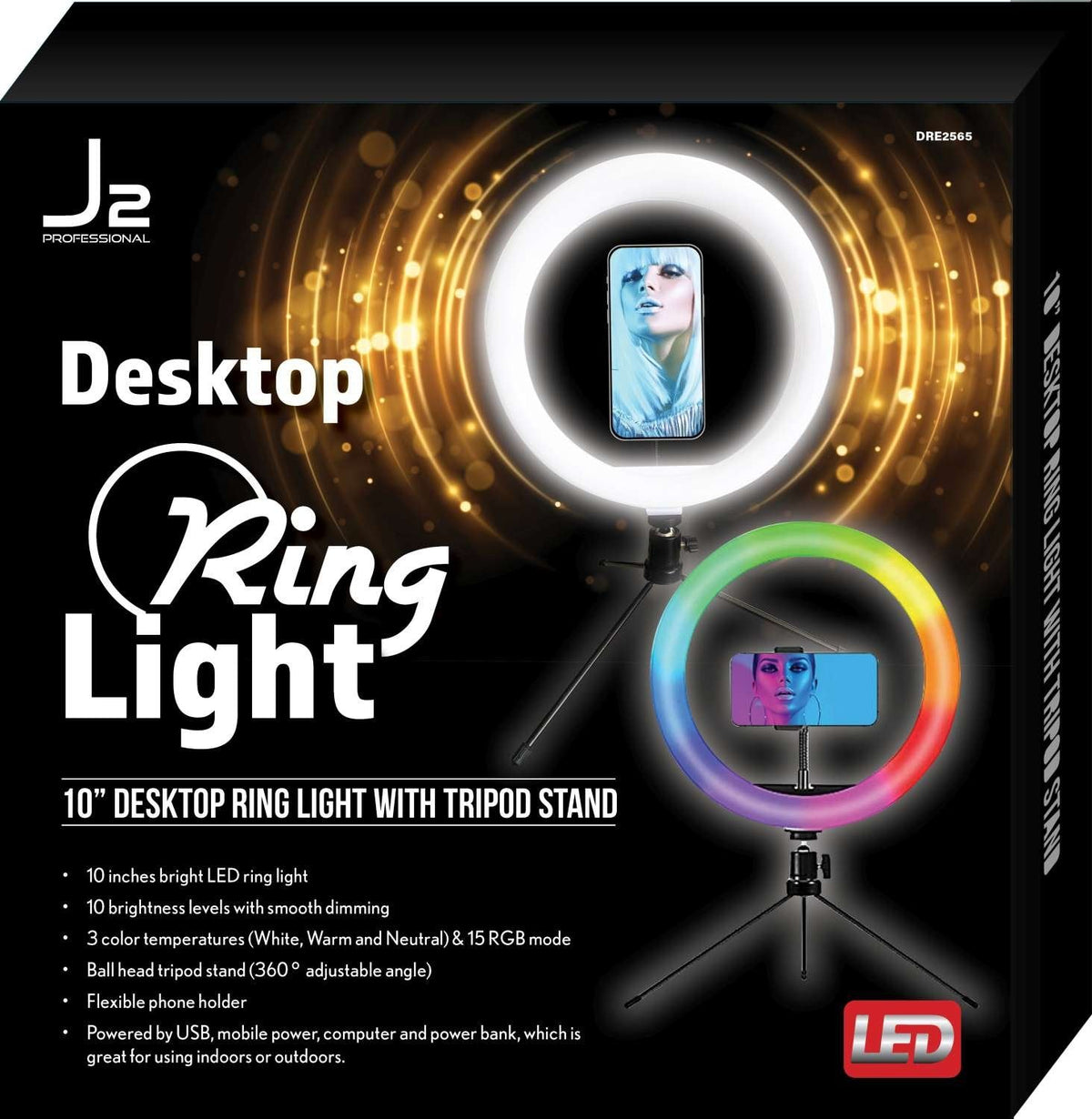 J2 Ring Light LED 10 inch Desk with Tripod