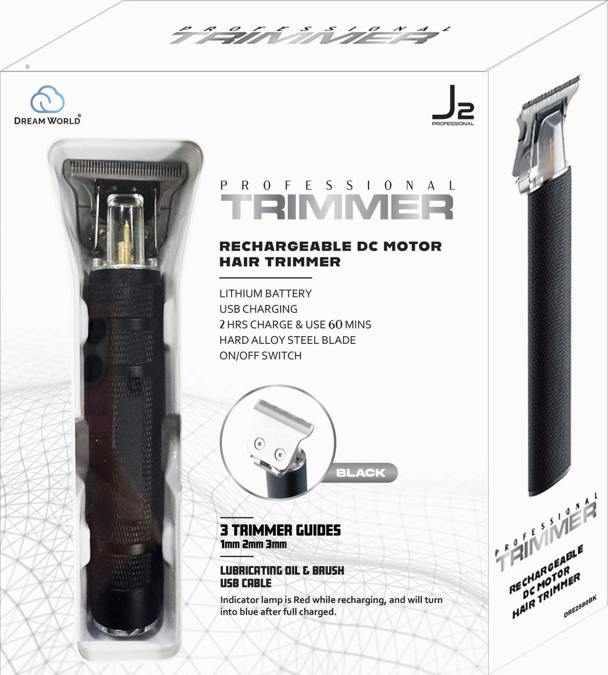 J2 Trimmer Rechargeable DC Motor Black