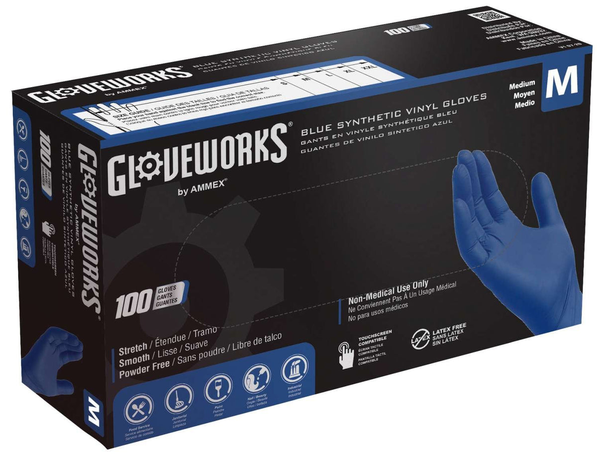 Gloveworks Vinyl Syn Blue Medium 100 pcs