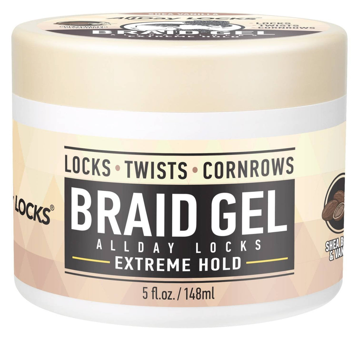 Allday Locks Braid Gel Shea Vanilla 5 oz