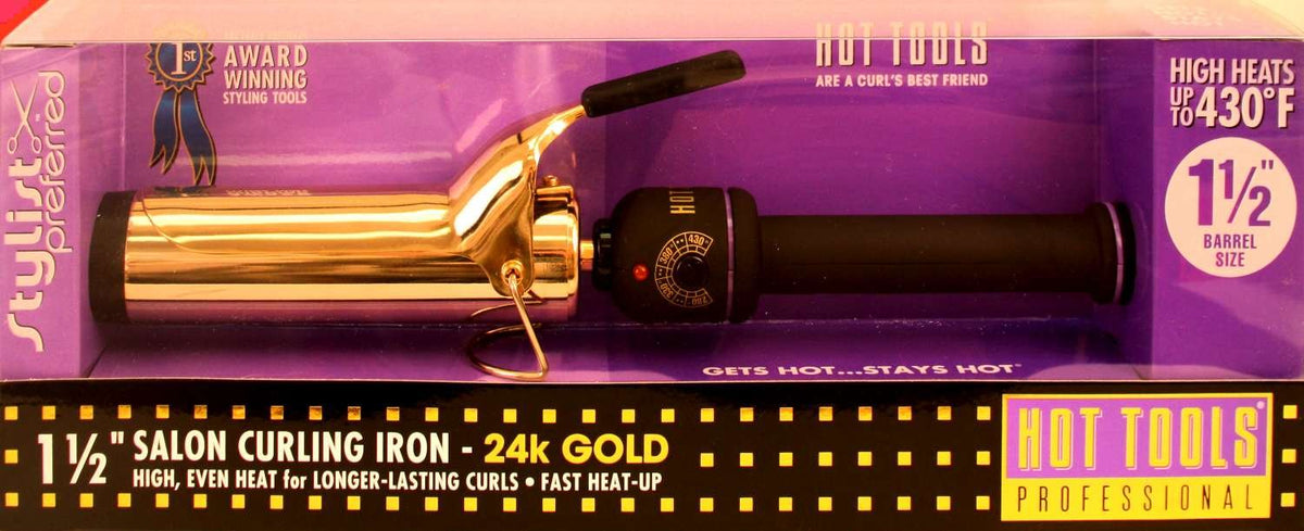 Hot Tools 24K Gold Spring Curling Iron 1 1/2 in