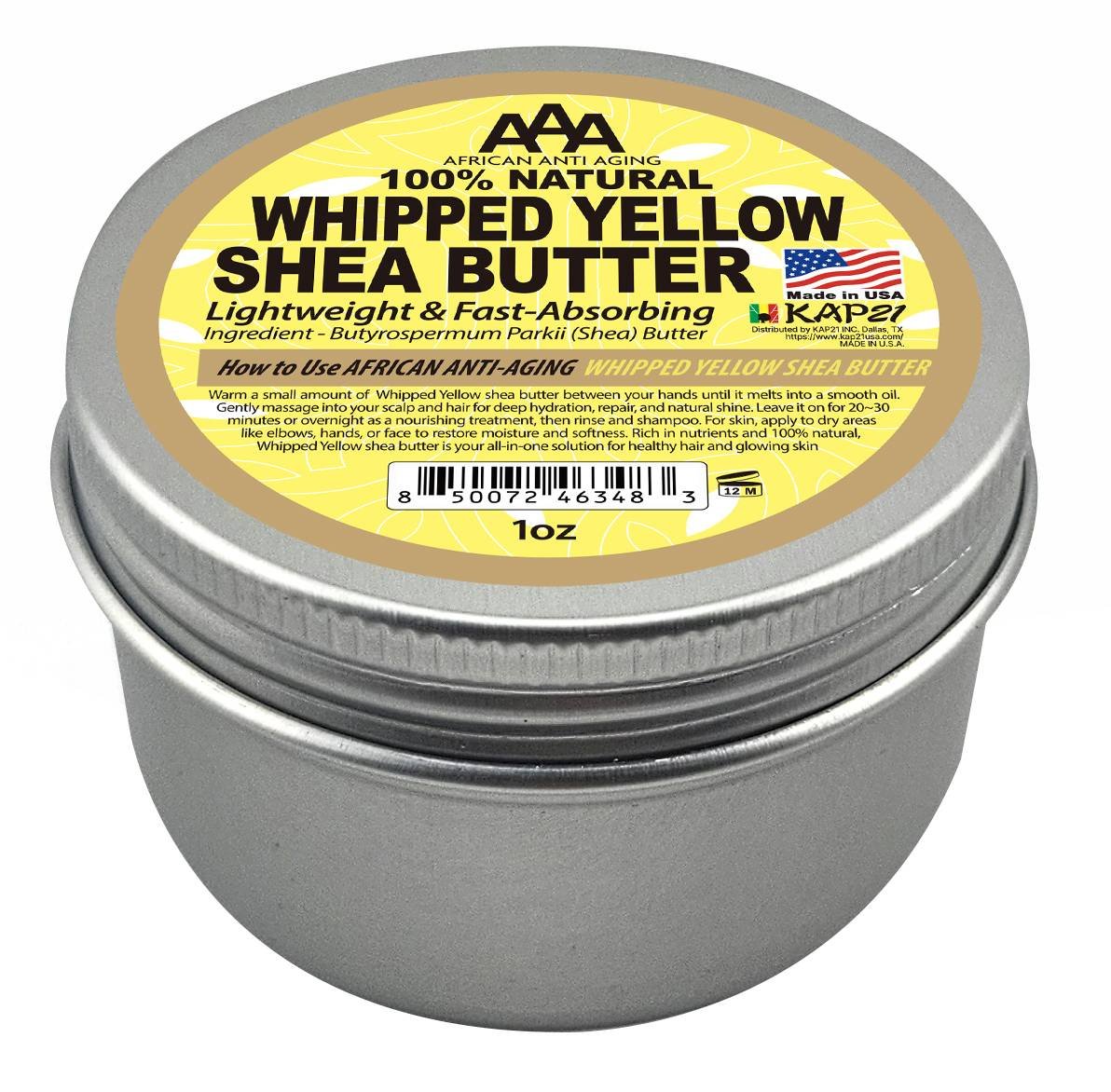 African Anti Aging 100% Natural Whipped Yellow Shea Butter 1 oz