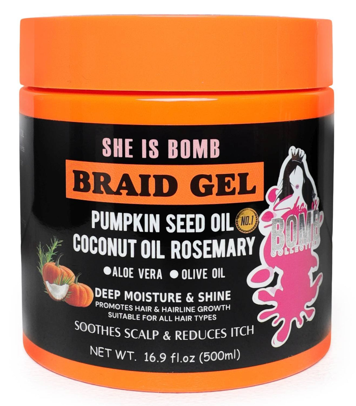 She Is Bomb Braid Gel Pumpkin Seed Oil 16.9 oz
