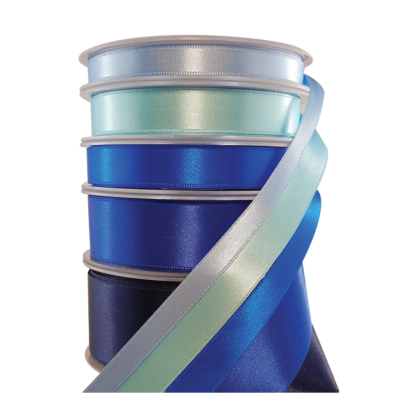 4-Line Hair Ribbon Blue Tone 10mm