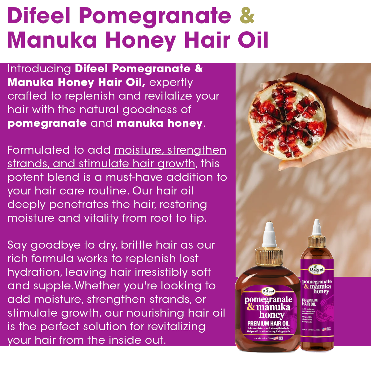Difeel Pomegranate & Manuka Premium Hair Oil