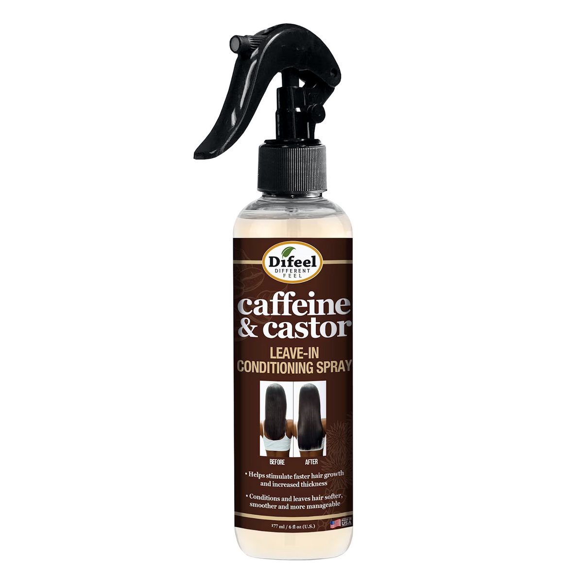 Difeel Caffeine & Castor Leave In Spray 6Oz
