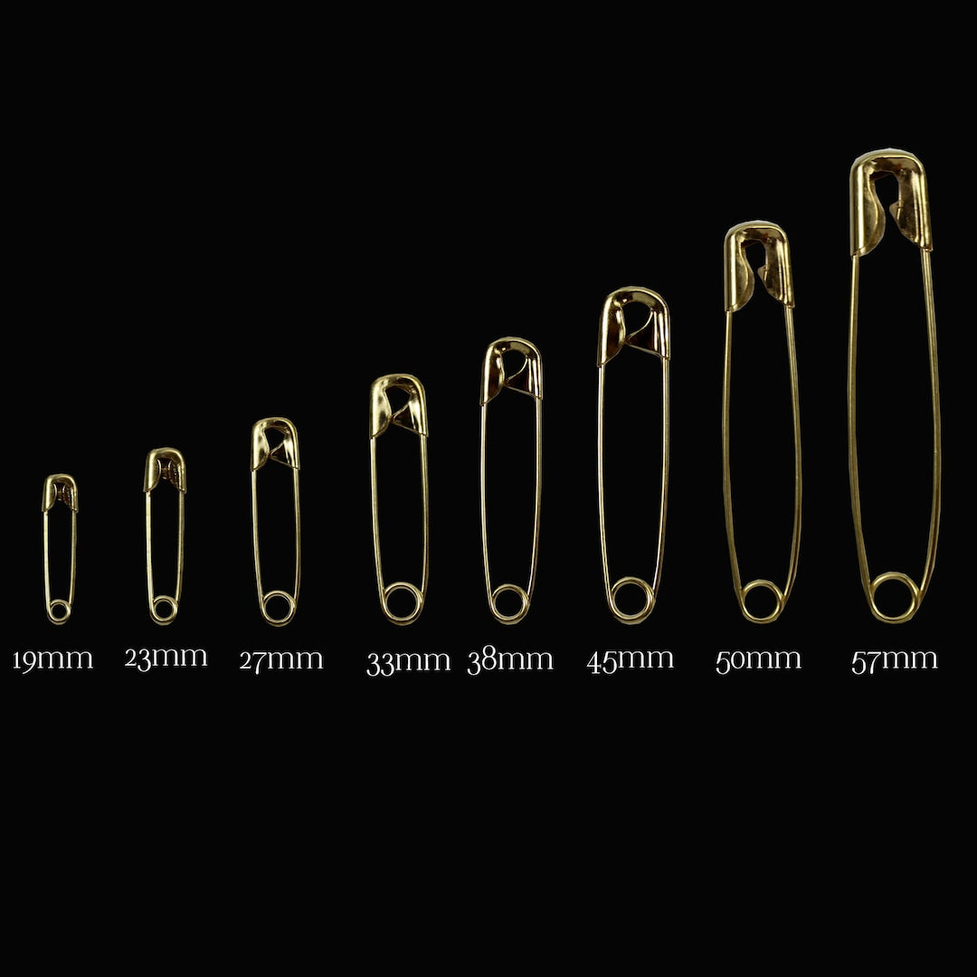 Gold Safety Pins Sizes 0–4 125ct