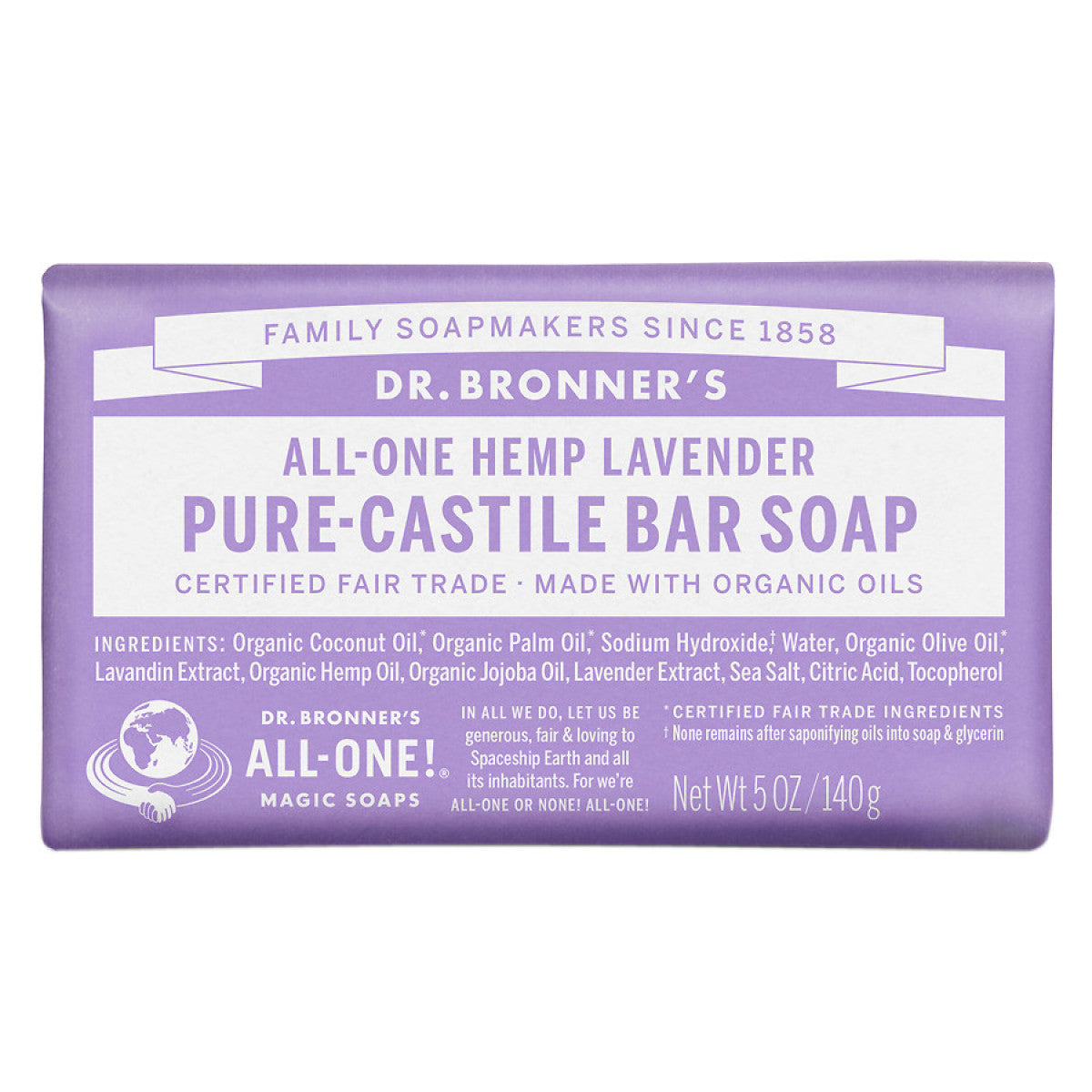 Dr Bronner Lavender Bar Soap 5Oz