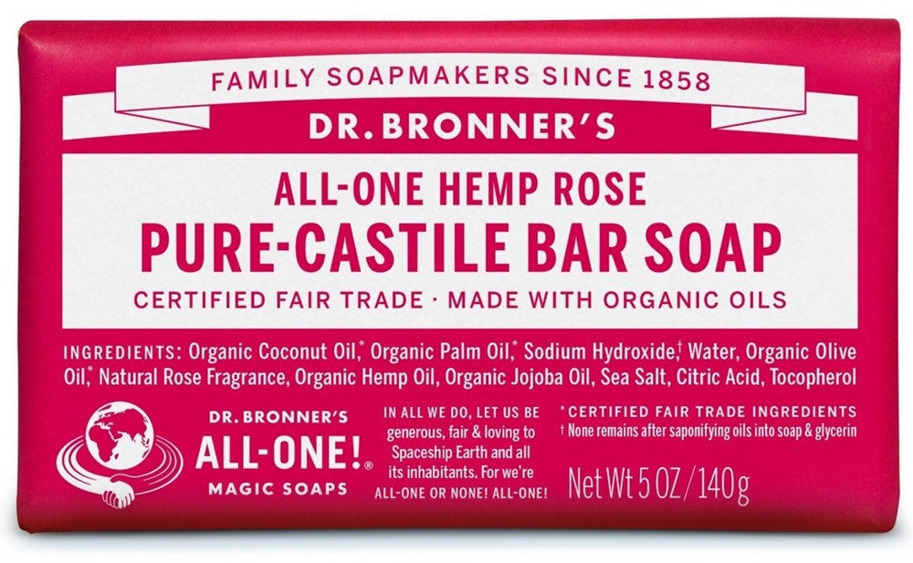Dr Bronner Rose Bar Soap 5Oz