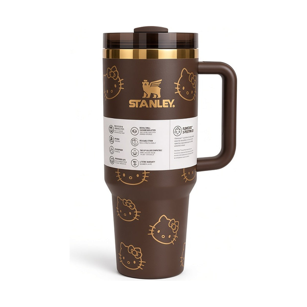 Stanley 40 oz Quencher H2.0 FlowState Tumbler — Brown & Gold Hello Kitty