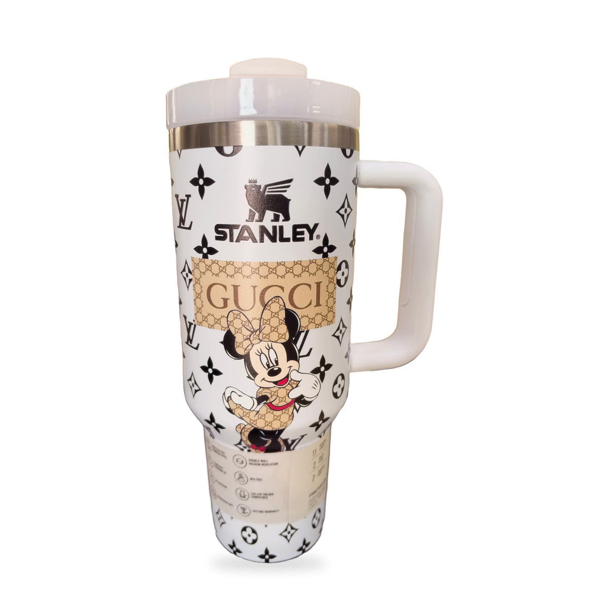Stanley 40 oz Quencher H2.0 FlowState Tumbler — White Minnie Mouse Designer Monogram