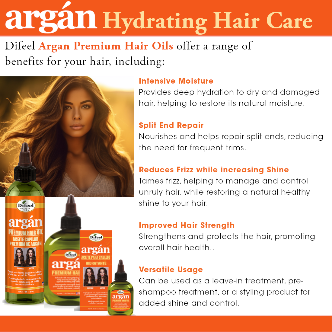 Difeel Argan Hair Oil 8Oz